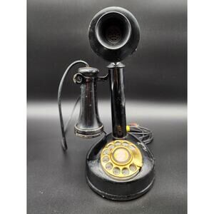 Vintage Candlestick Telephone Rotary Dial Metal Brass Parts 13” Tall